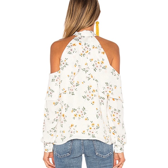 Revolve L’academie | Tie Neck Cold Shoulder Blouse - Picture 4 of 8